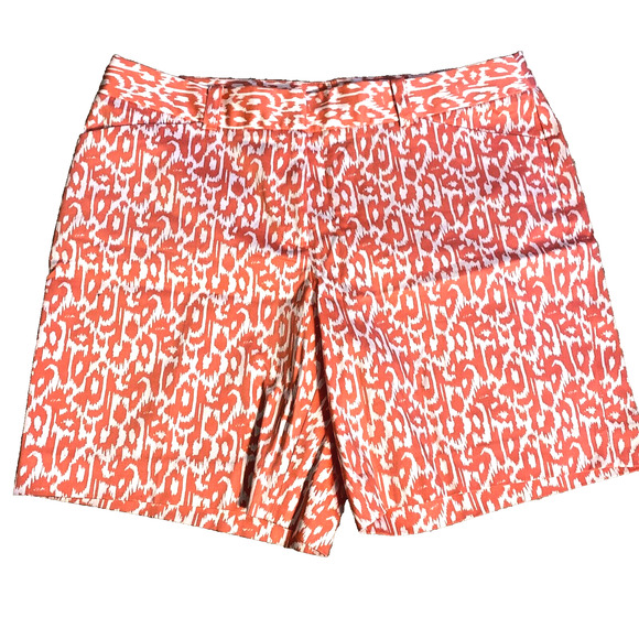 Jones New York Signature Stretch Orange & White Bermuda Walking Shorts US Size 8 - Picture 1 of 6